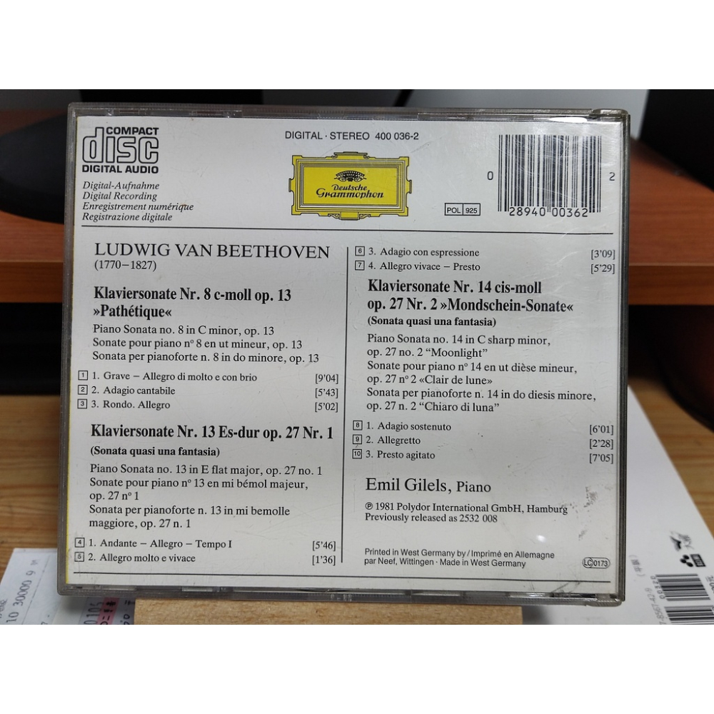 二手CD-Beethoven: Sonatas - Pathetique & Moonlight CN1025434-細節圖2