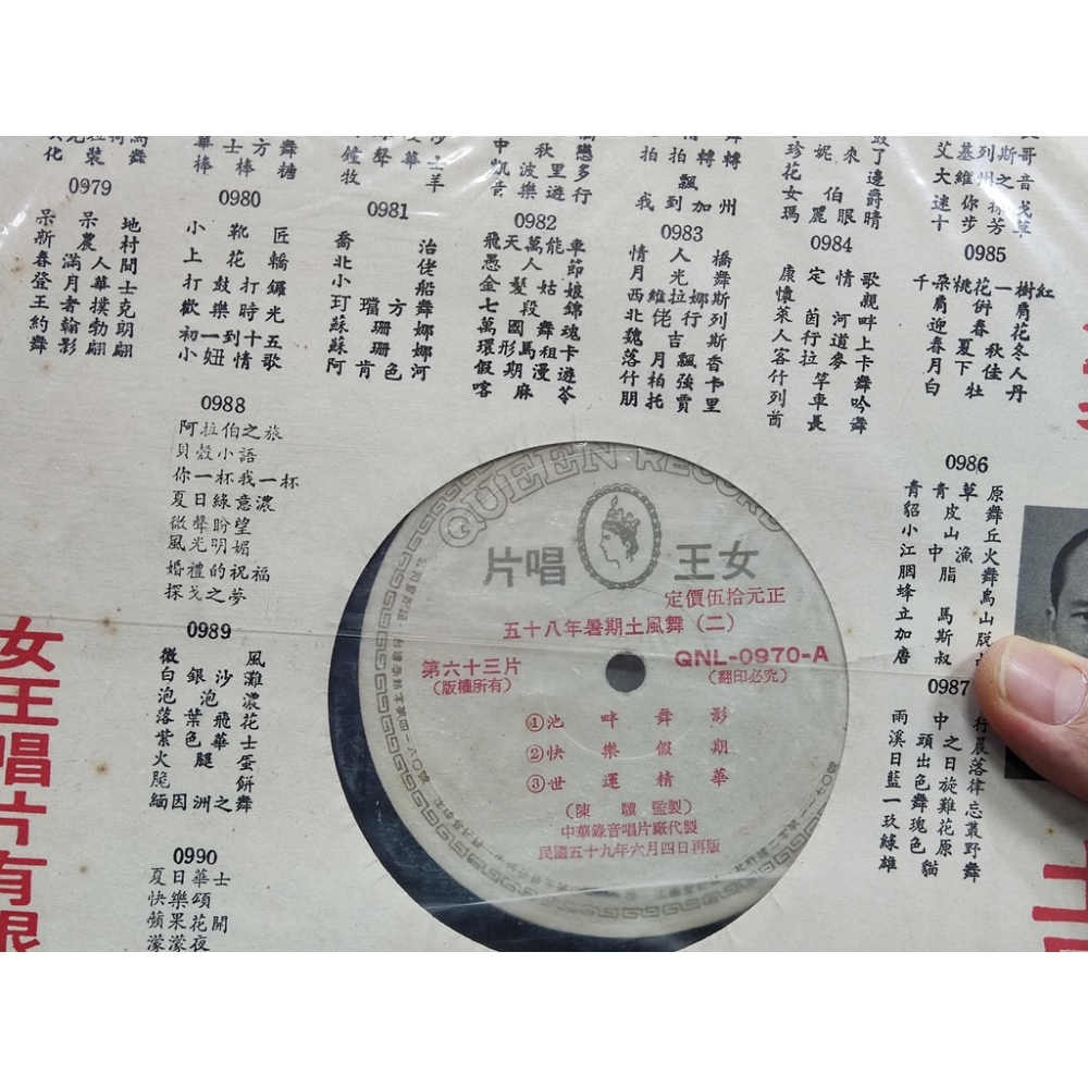 二手黑膠唱片-土風舞 第六十三片 五十八年暑期土風舞 陳驥 監製 QNL-0970 女王唱片-細節圖2
