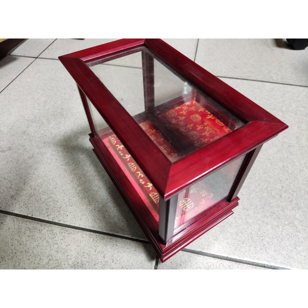 二手-玻璃木框 展示盒 展示櫃 包裝盒 公仔收納盒 立體擺件盒 尺寸標示如圖-細節圖2