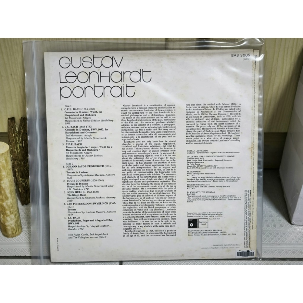 二手黑膠唱片-雷翁哈特 Gustav Leonhardt Gustav Leonhardt Portrait-細節圖2