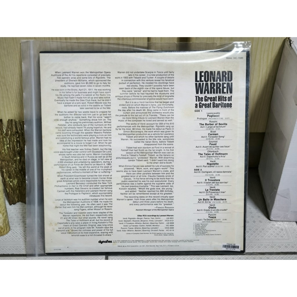 二手黑膠唱片-雷歐納德 華倫 The Great Hits Of A Great Baritone-細節圖2