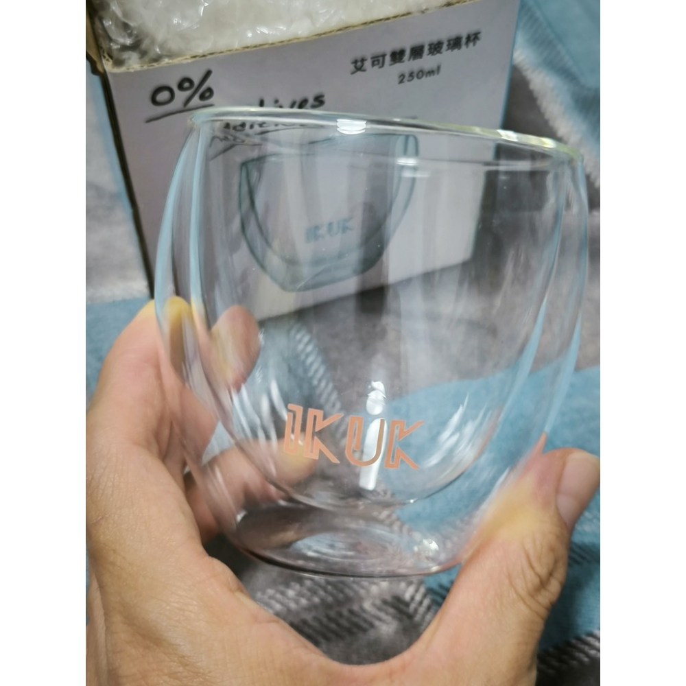 全新久放-ikuk 艾可雙層玻璃杯 隔熱玻璃杯 250ml-細節圖3