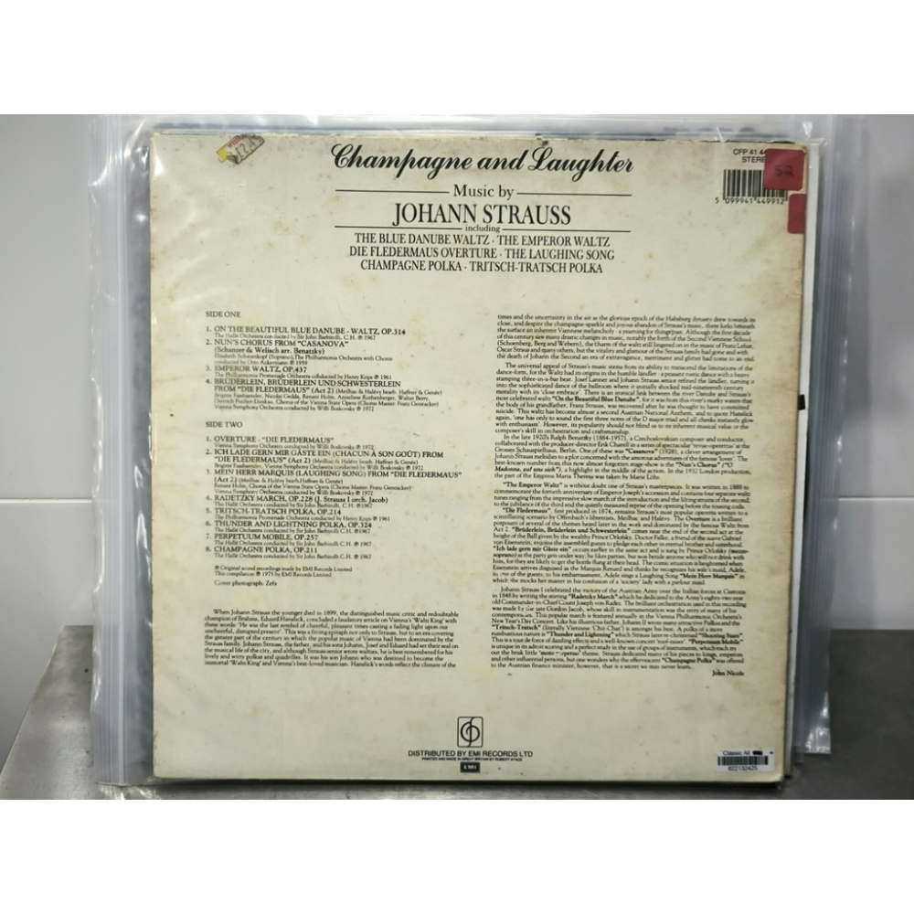 二手黑膠唱片-Champagne and Laughter JOHANN STRAUSS-細節圖2