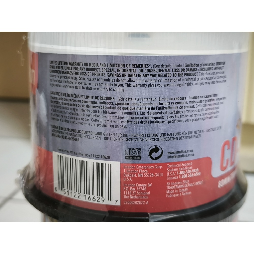 全新久放-Imation 52X CD-R 空白光碟片 700 MB 80 分鐘 每桶50片-細節圖3