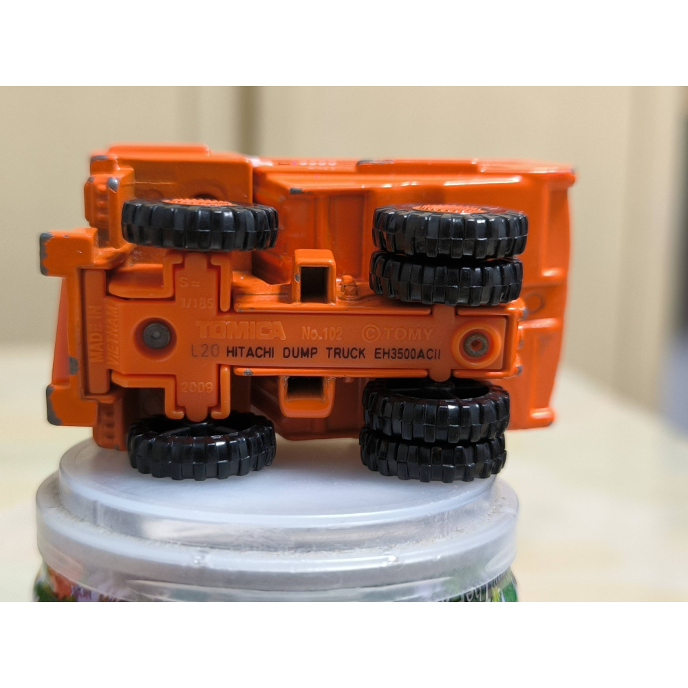 二手玩具-No.102 Hitachi Dump Truck EH3500ACII 日立礦用傾卸車 橘色 TOMICA-細節圖6
