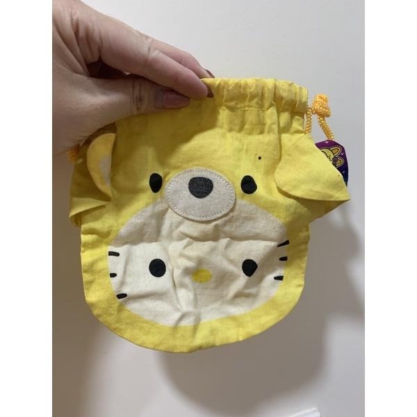 買一送一 日本限定 Sanrio Hello Kitty扭蛋系列收納袋（綠色 黃色一起賣）現貨-細節圖3