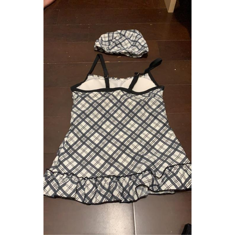 現貨商品 全新商品 黑色格子 尺寸M號 兩節式泳衣-細節圖2