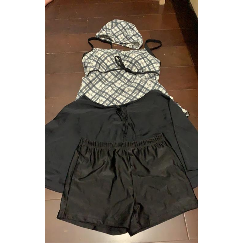 現貨商品 全新商品 黑色格子 尺寸M號 兩節式泳衣-細節圖3