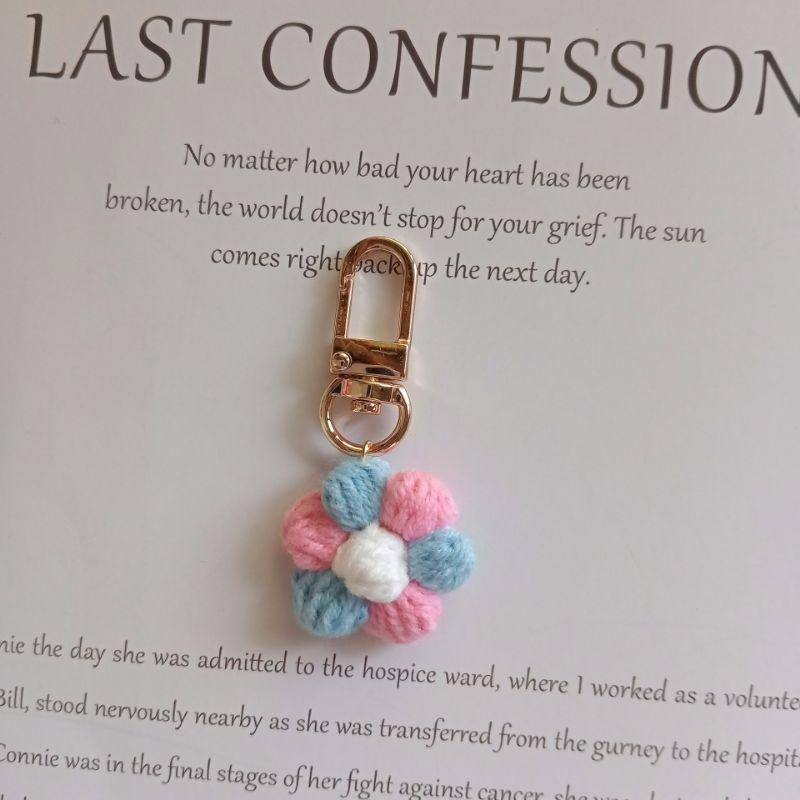 💟雙甯小舖💟 小花朵 airpods 手工編織 吊飾 雙色 鑰匙圈 泡芙花-細節圖3