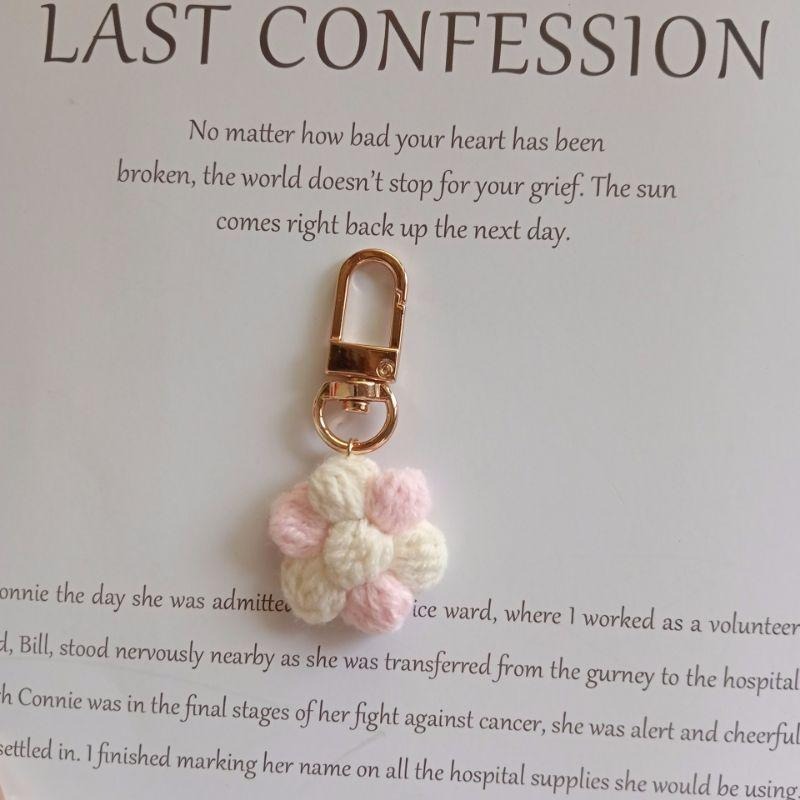 💟雙甯小舖💟 小花朵 airpods 手工編織 吊飾 雙色 鑰匙圈 泡芙花-細節圖5