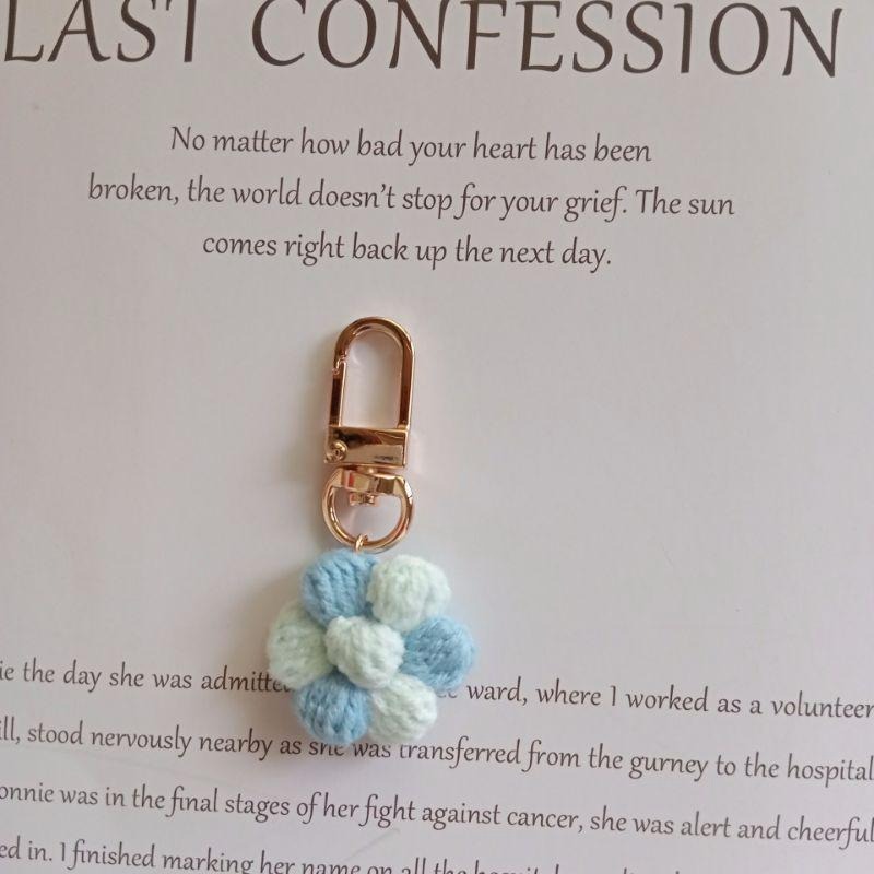 💟雙甯小舖💟 小花朵 airpods 手工編織 吊飾 雙色 鑰匙圈 泡芙花-細節圖6