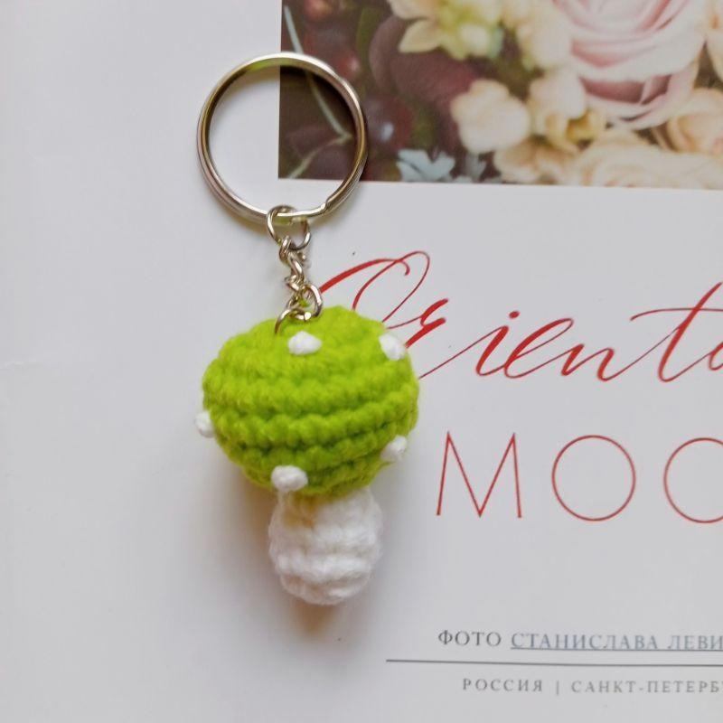 💟雙甯小舖💟 繽紛 蘑菇 手工編織 鑰匙圈 吊飾 手作 毛線編織 彩色-細節圖3