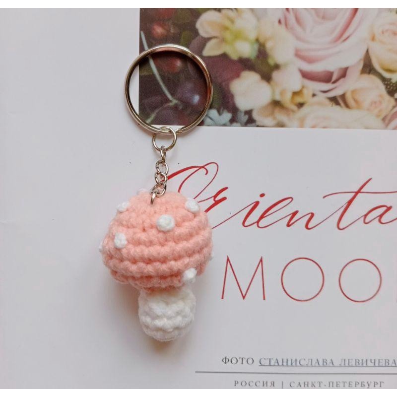 💟雙甯小舖💟 繽紛 蘑菇 手工編織 鑰匙圈 吊飾 手作 毛線編織 彩色-細節圖5