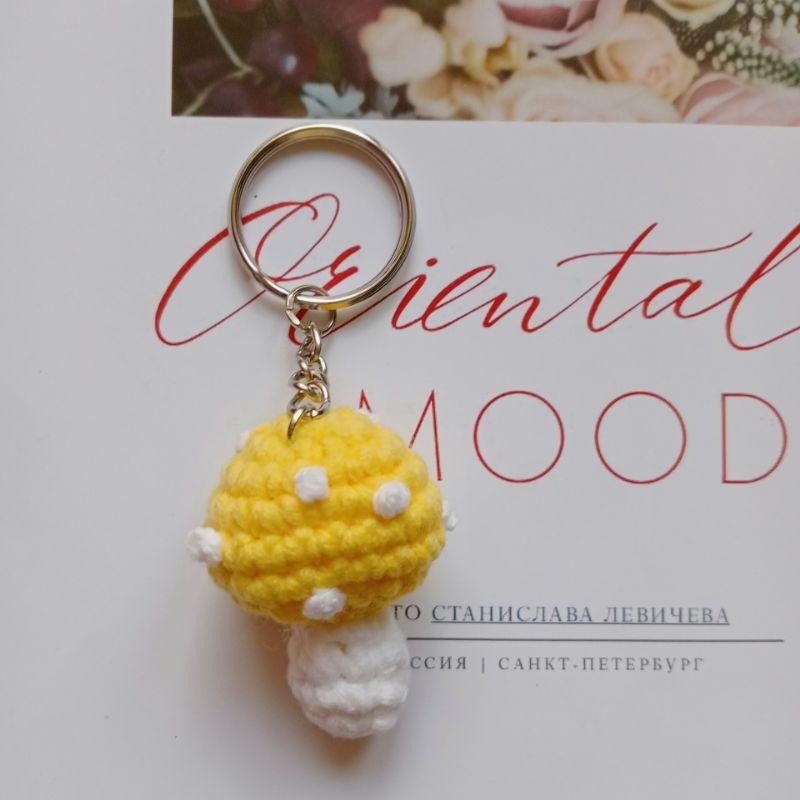 💟雙甯小舖💟 繽紛 蘑菇 手工編織 鑰匙圈 吊飾 手作 毛線編織 彩色-細節圖6