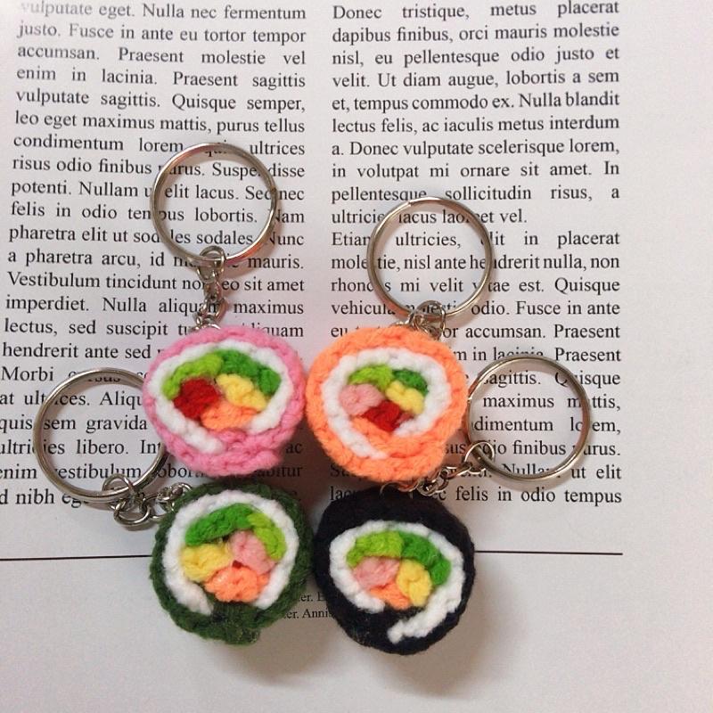 💟雙甯小舖💟 壽司 手工編織 鑰匙圈 毛線 手作鑰匙圈-細節圖2