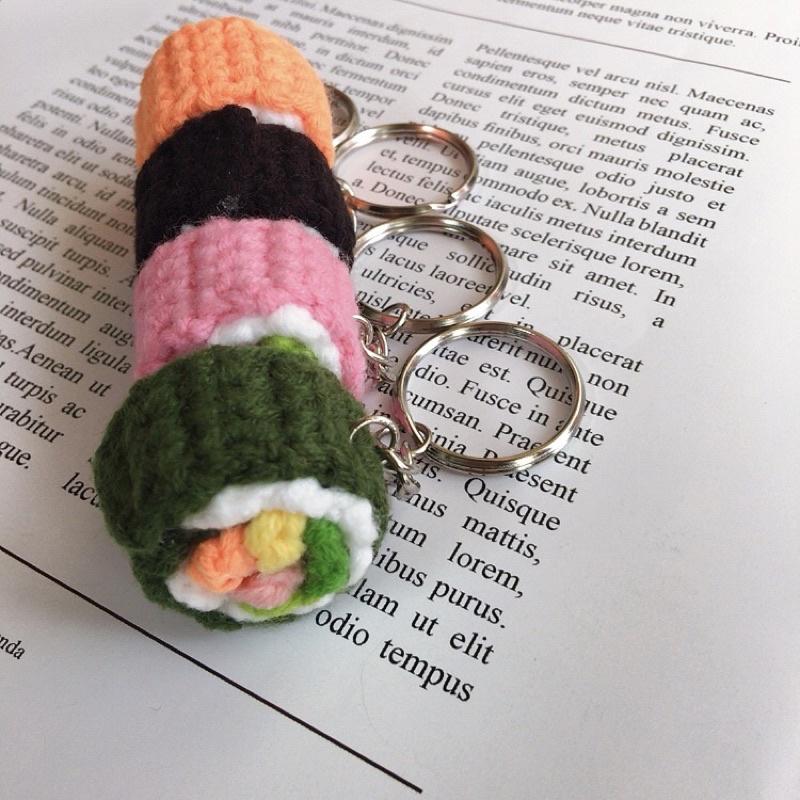 💟雙甯小舖💟 壽司 手工編織 鑰匙圈 毛線 手作鑰匙圈-細節圖3