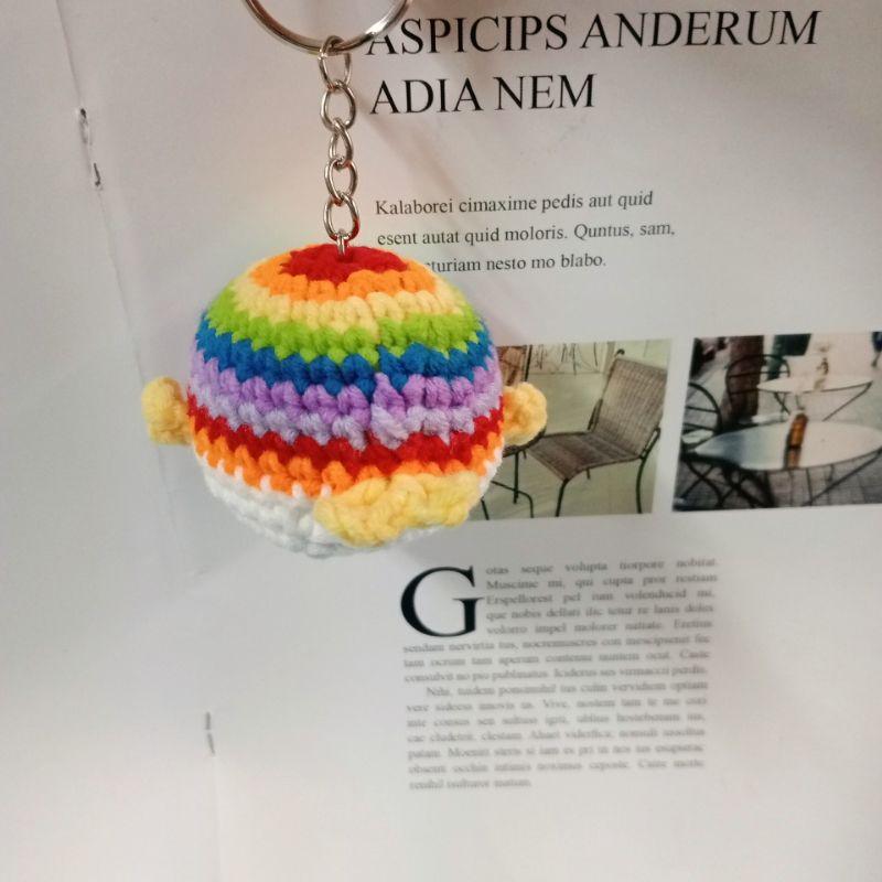💟雙甯小舖💟 彩色鯨魚 手工編織 鑰匙圈 吊飾 毛線-細節圖3