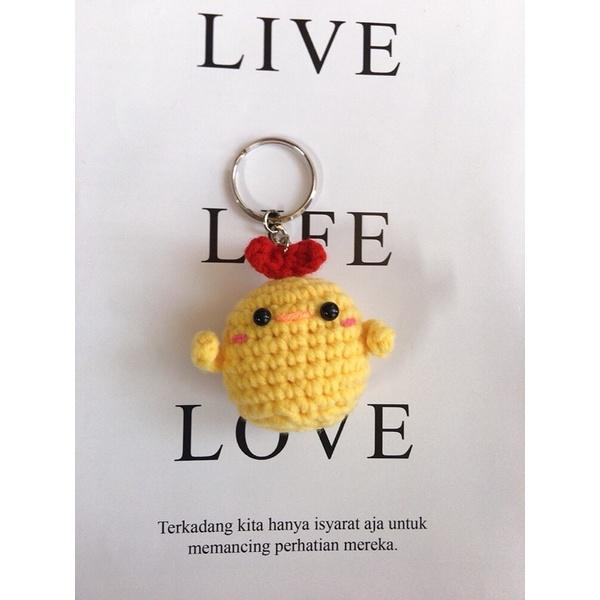 💟雙甯小舖💟 手工編織 小雞 編織鑰匙圈 吊飾 小雞 🐤 鉤針娃娃-細節圖2