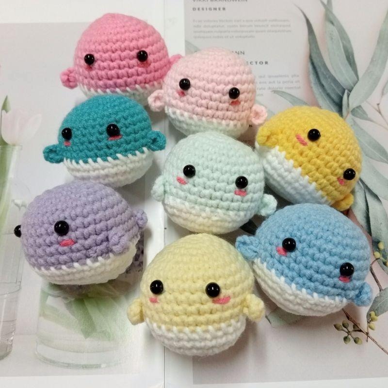 【雙甯小舖】 海洋裡的鯨魚 手工編織 鑰匙圈 吊飾 毛線-細節圖3