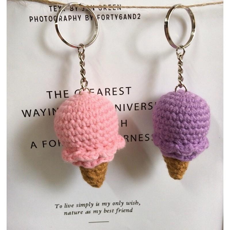 💟雙甯小舖💟 冰淇淋 手工編織 鑰匙圈 毛線編織 禮物-細節圖2