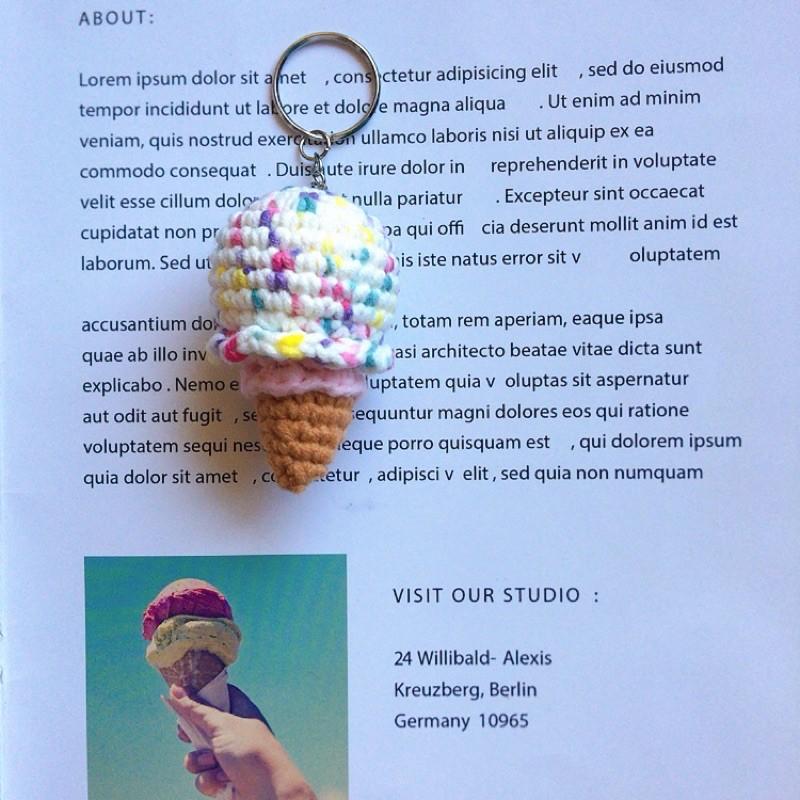 💟雙甯小舖💟 手工編織 冰淇淋 鑰匙圈 純手工 棉花糖-細節圖3