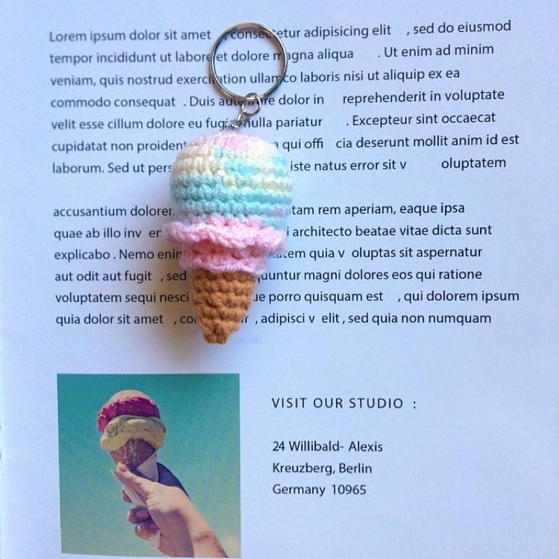 💟雙甯小舖💟 手工編織 冰淇淋 鑰匙圈 純手工 棉花糖-細節圖2