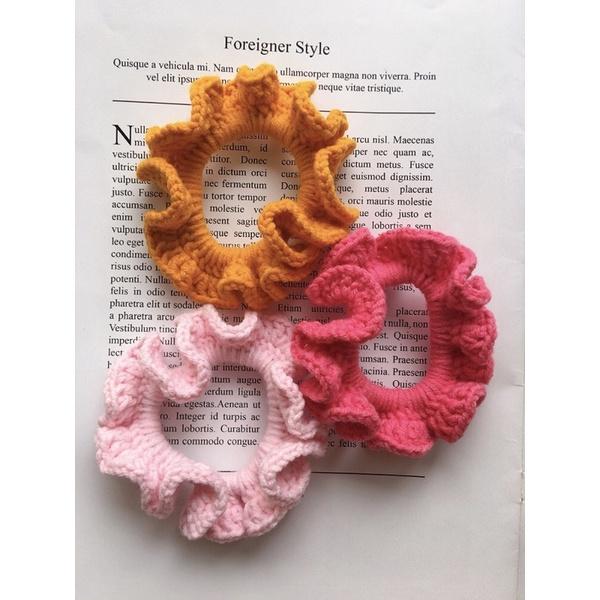 💟雙甯小舖💟 手工髮圈 髮飾 粉色系💕 軟萌妹子 藍色系💙 紫色系💜 ins風 手工編織  大腸圈-細節圖2