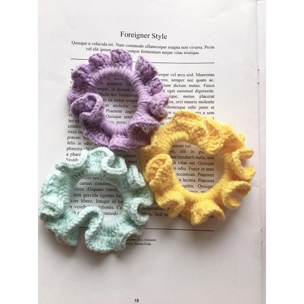 💟雙甯小舖💟 手工髮圈 髮飾 粉色系💕 軟萌妹子 藍色系💙 紫色系💜 ins風 手工編織  大腸圈-細節圖3