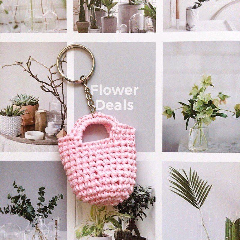 💟雙甯小舖💟 手工編織 迷你水桶包 拉菲草紙線 小提袋 鑰匙圈 防水 吊飾-細節圖3