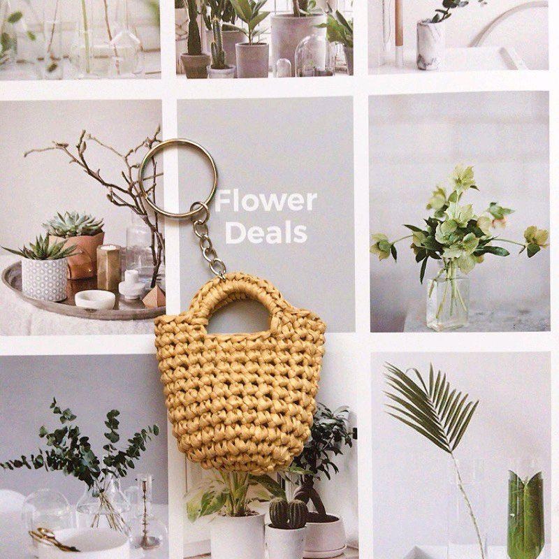 💟雙甯小舖💟 手工編織 迷你水桶包 拉菲草紙線 小提袋 鑰匙圈 防水 吊飾-細節圖5