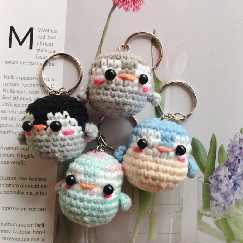 💟雙甯小舖💟 手工編織 企鵝 🐧 編織鑰匙圈 吊飾 企鵝吊飾 鉤針娃娃-細節圖2