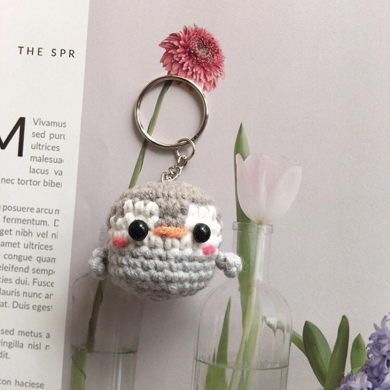 💟雙甯小舖💟 手工編織 企鵝 🐧 編織鑰匙圈 吊飾 企鵝吊飾 鉤針娃娃-細節圖3