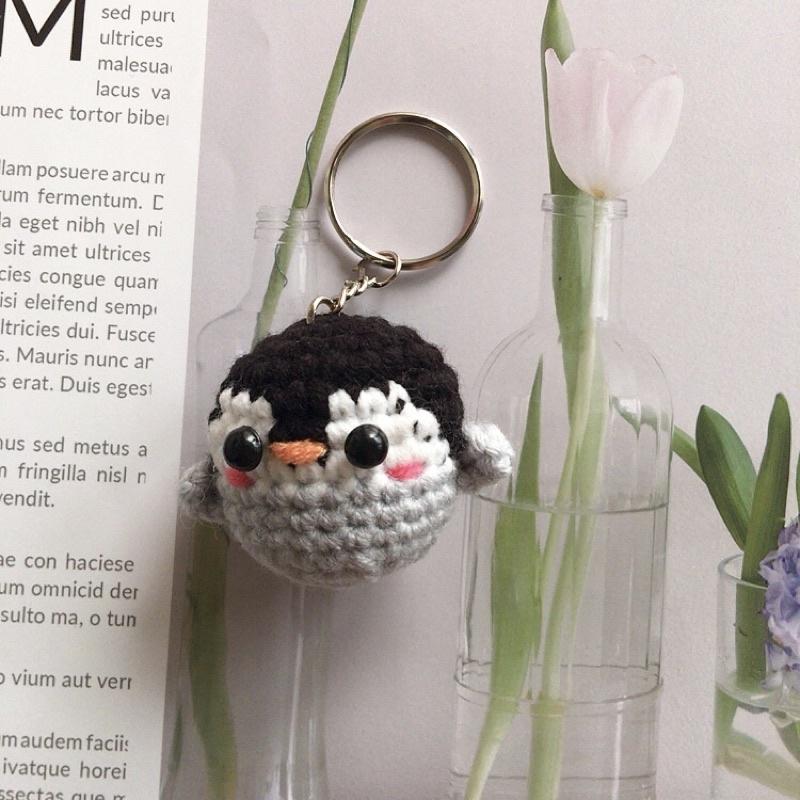 💟雙甯小舖💟 手工編織 企鵝 🐧 編織鑰匙圈 吊飾 企鵝吊飾 鉤針娃娃-細節圖5