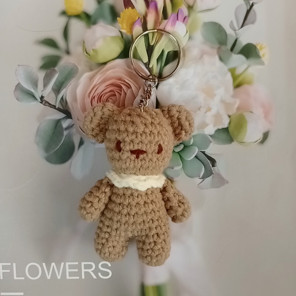 💟雙甯小舖💟 手工編織 小熊 鑰匙圈 吊飾 毛線編織-細節圖4