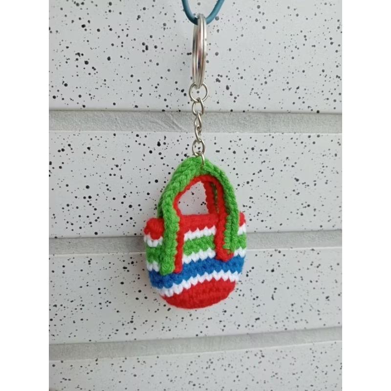 💟雙甯小舖💟 手工編織 迷你水桶包 茄芷袋 小提袋 鑰匙圈 毛線編織 吊飾 教師節禮物 新年禮物-細節圖2