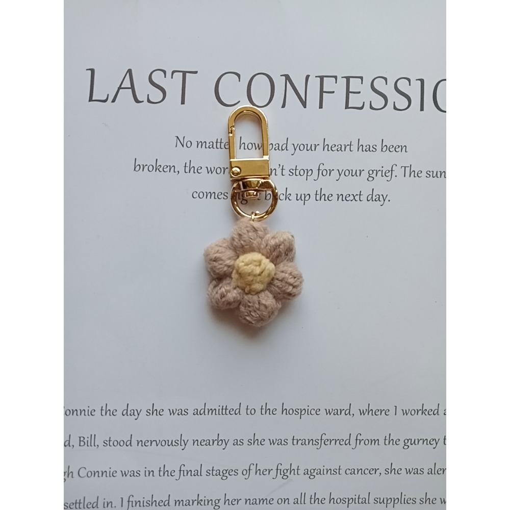 💟雙甯小舖💟 小花朵 灰色 airpods 手工編織 吊飾 鑰匙圈 泡芙花-細節圖3