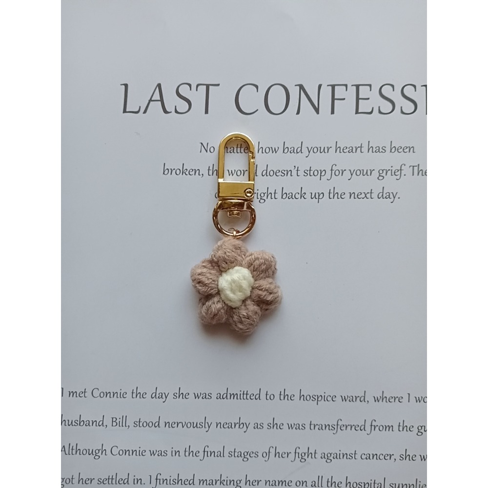 💟雙甯小舖💟 小花朵 灰色 airpods 手工編織 吊飾 鑰匙圈 泡芙花-規格圖6