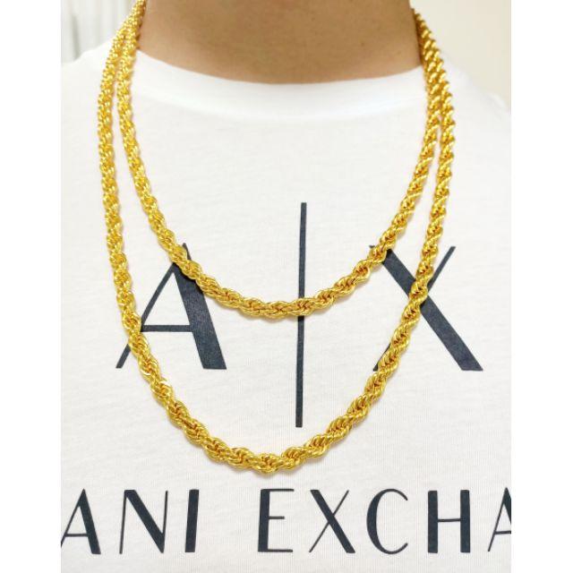 👆按我看影片👆現貨屌貨【買好貨→找老爺】沙金 全麻花項鍊 訂製套頭款 1兩重 3兩重也有 麻繩項鍊 黃金項鍊 可參考-細節圖2