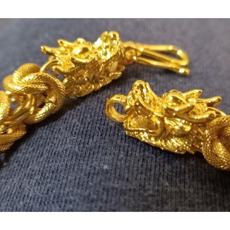 老爺推薦👉雙龍頭手鍊👈實拍手鍊👉買好貨找老爺👈 沙金手鍊 扁鍊手鍊 平板手鍊 瘦子手鍊 男生手鍊 純金手鍊 999可參考-細節圖3