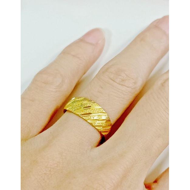 🤳點我看影片 真金色澤✨免運【買好貨→找老爺】金飾店熱門款 流星雨戒 尾戒 沙金戒指  情侶對戒 男女 婚戒 尾戒 結婚-細節圖2