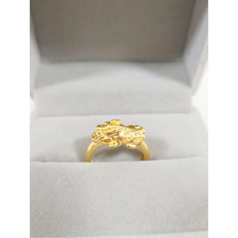 🎉i新款👉買好貨找老爺👈咬錢貔貅戒 霧沙面 沙金戒指 金飾店熱門款 沙金戒指 男女 婚戒 尾戒 可調戒對戒-細節圖3