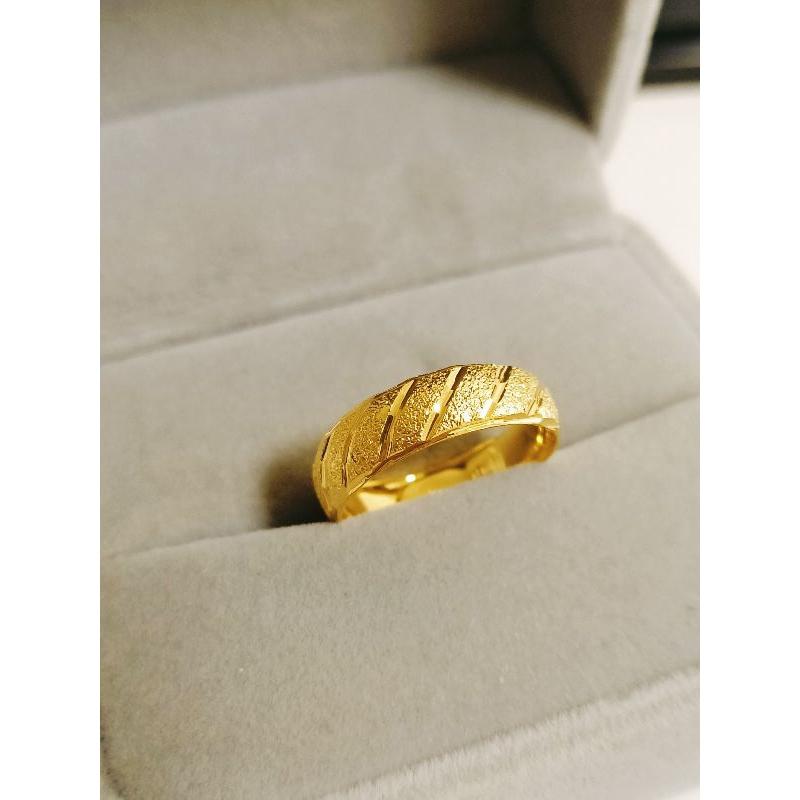 超美👍全新訂製品!!! 免運👉買好貨找老爺👈斜紋霧沙面 沙金戒子 金飾店熱門款 沙金戒指 男女 婚戒 尾戒 可調戒對戒-細節圖2