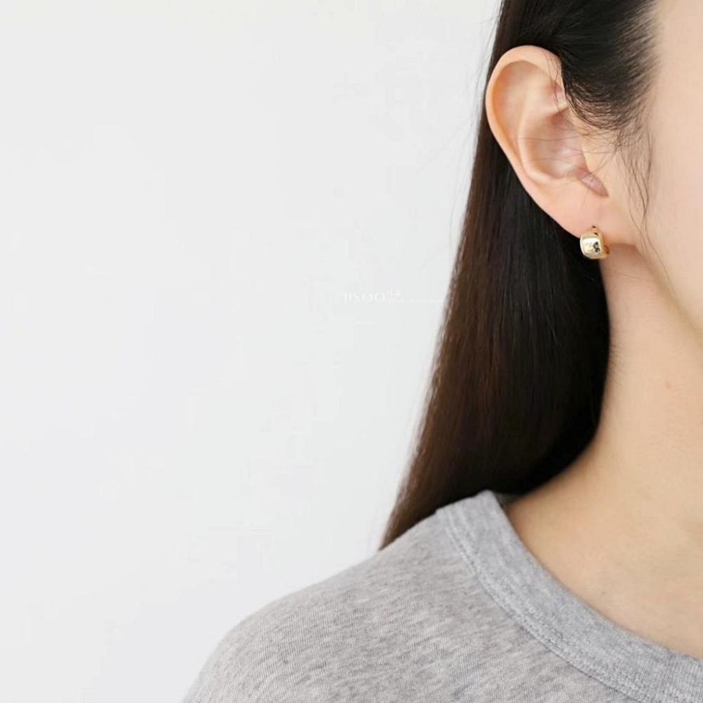 耳環｜JISOO Korea 지수 簡潔的彎彎耳環 2色-細節圖2