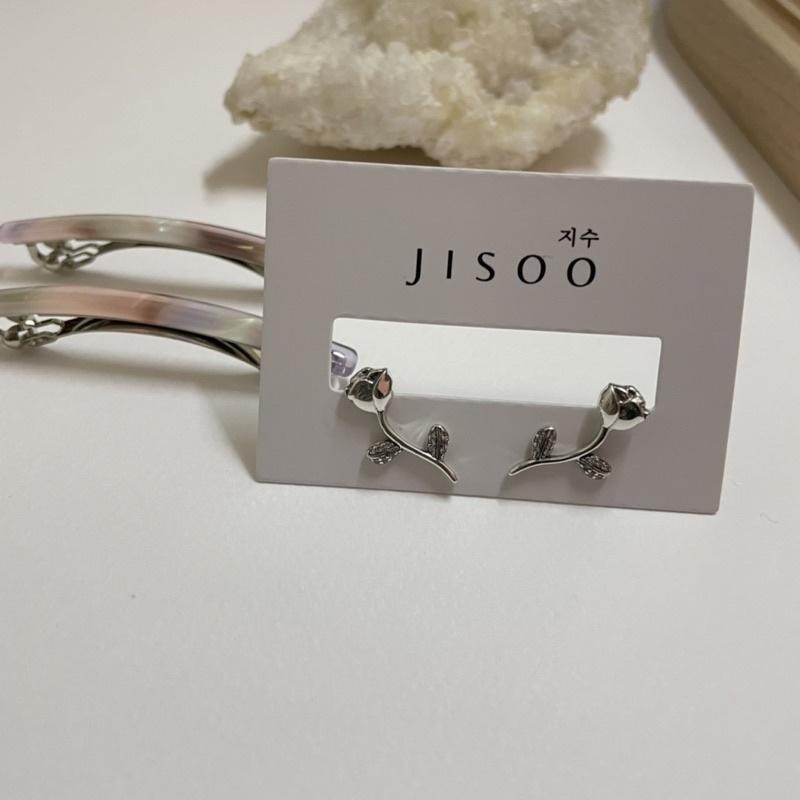 純銀現貨🌹 JISOO Korea 지수 all silver｜925純銀耳環 玫瑰花純銀耳環 RA019-細節圖6