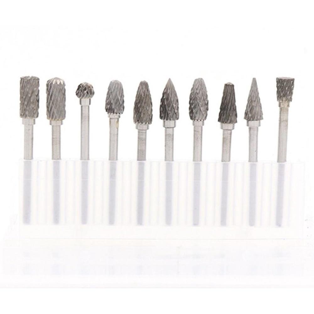 【七彩翡翠】2.35柄 3柄 雙螺紋 鎢鋼磨頭 套組 美甲 打磨 木工 雕刻 10支-細節圖2