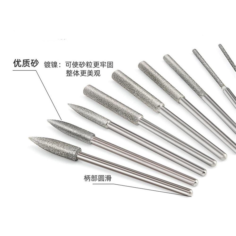 【七彩翡翠】3柄 70mm 加長柄 砂加長 圓柱 子彈 金剛砂磨頭 去皮 打磨 雕刻-細節圖3