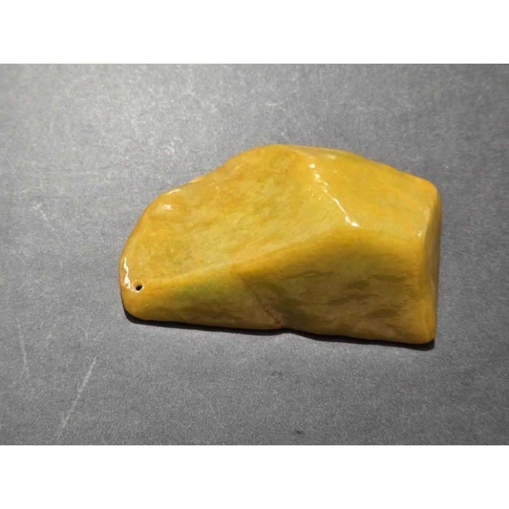 【七彩翡翠】 0390 天然A貨 緬甸 翡翠 原石掛件 原石 吊墜 墜子 吊飾  隨形牌 黃+綠-細節圖3