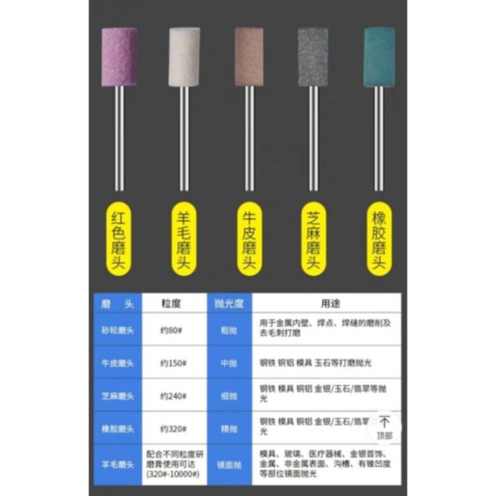 【七彩翡翠】2.35柄 3柄 紅剛玉磨頭，牛皮磨頭，芝麻磨頭，橡膠磨頭，羊毛磨頭，綜合磨頭磨棒，打磨-細節圖5