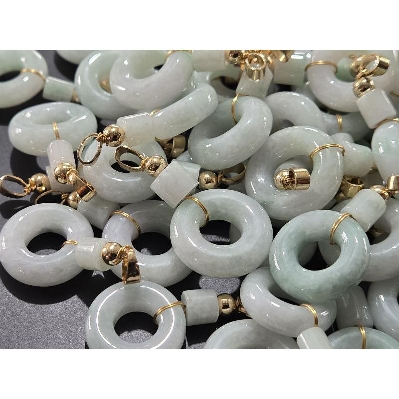 【七彩翡翠】 天然A貨 緬甸 翡翠 吊墜 墜子 吊飾  甜甜圈 平安扣 圓圓滿滿 步步高升 事事如意-細節圖2