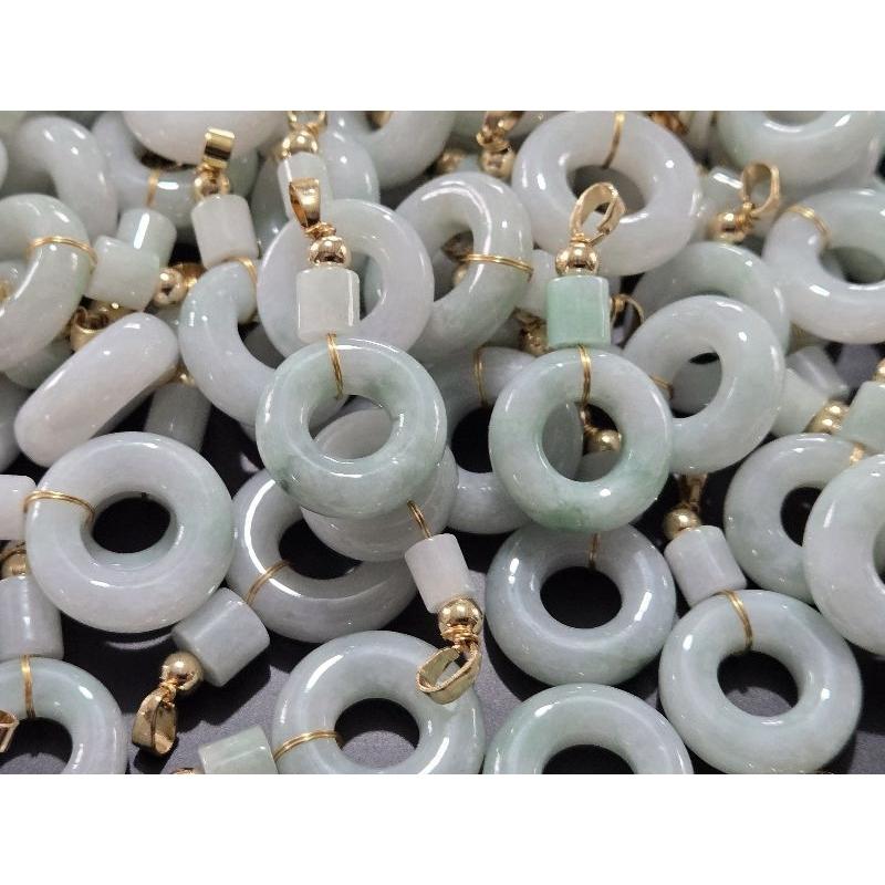 【七彩翡翠】 天然A貨 緬甸 翡翠 吊墜 墜子 吊飾  甜甜圈 平安扣 圓圓滿滿 步步高升 事事如意-細節圖4